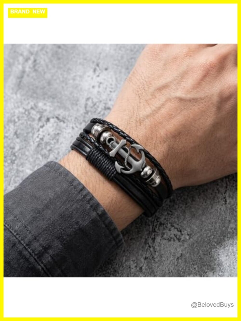 Multilayer Braided Nautical Anchor Bracelet Men's